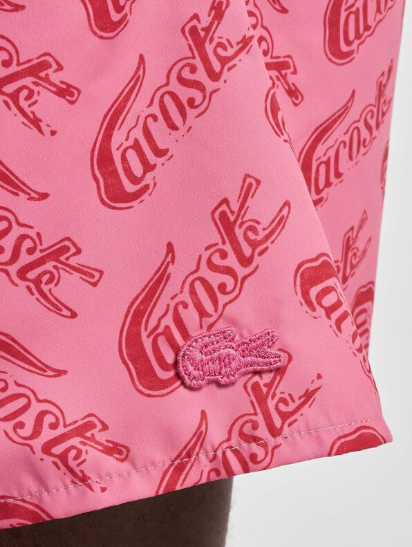 Lacoste - Short de Bain Avec Logo imprimé Sur L'ensemble - Rose