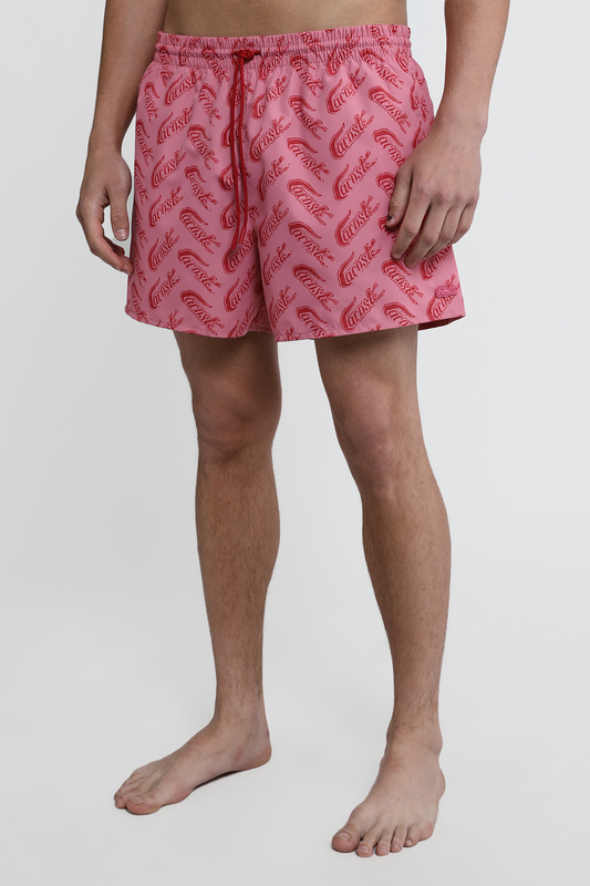 Lacoste - Short de Bain Avec Logo imprimé Sur L'ensemble - Rose